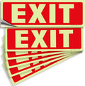iSYFIX Exit Glow in the Dark Sign Stickers – 6 Pack 12x4 Inch – Photoluminescent Vinyl, Laminated for UV, Weather & Fade Resistance, Indoor & Outdoor for Business, School, Office, Warehouse