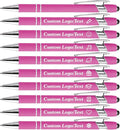 CRME Bulk Custom Pens Personalized Pen with Name Logo Engraved Metallic Customized Pen Black Ink Metal Stylus Pen for Touch Screens Perfect Writing Pens Ideal for School Teachers Team Events Pink