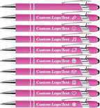 CRME Bulk Custom Pens Personalized Pen with Name Logo Engraved Metallic Customized Pen Black Ink Metal Stylus Pen for Touch Screens Perfect Writing Pens Ideal for School Teachers Team Events Pink