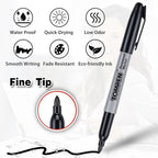 TOMPEN Black Permanent Markers Fine Tip 160 Pack Bulk,Waterproof Permanent Marker Pens with Quick Drying on Wood,Plastic,Paper,Metal,Mirror for Gift Office School Classroom Home