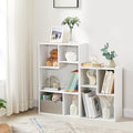 VECELO Wide Bookshelf Set, Fits 9.3" × 10-12.8" Hardcovers, Cube Storage Bookcases, Free-Standing for Living Room, Bedroom, Home Office, 2/3-Tier, 2-Pack, White