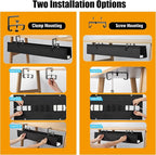Oxford Cloth Under Desk Cable Management Tray,No-Drill 36" Desk Cable Management Organizer with Clip/Screw Installation,Fabric Cable Management for Home,Office & Gaming Computer(Black)