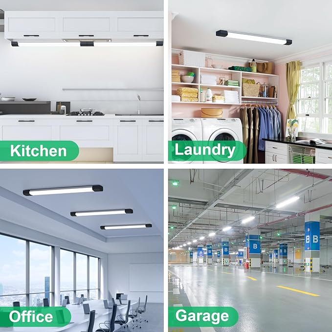 Modlicht Plug in Light 4FT 5000K Linkable LED Tube Shop Closet Under-Cabinet Utility Lights, IP66 Waterproof, Overhead Ceiling Workbench Light, LED Light Bar for Room Office Garage Shop Bathroom