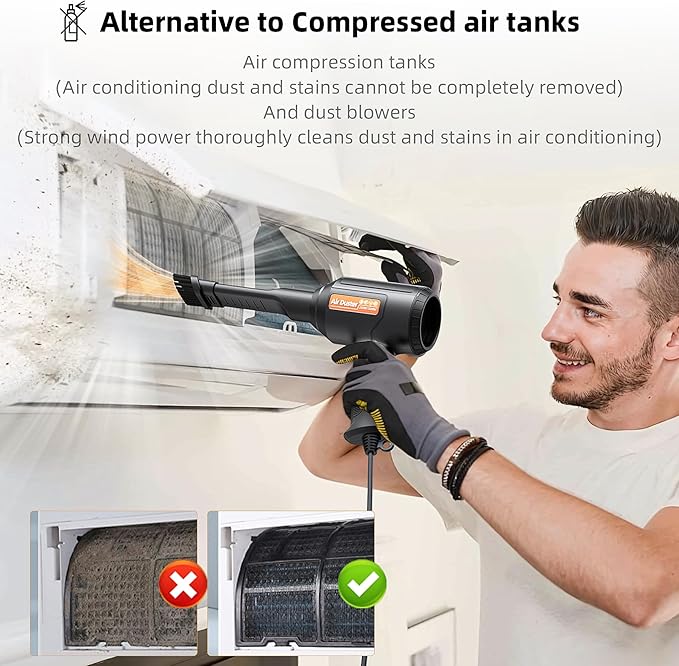 Electric Air Duster, 500W High-Power Corded Compressed Air Canister Replacement with Adjustable Speed, 10ft Cable - for Electronics, PC, Keyboard, Car, Camera, Inflatable Pool Toys