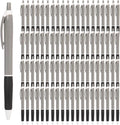 Simply Genius Retractable Ballpoint Pens - 100-Pack, Black Ink, Gray & Black, 1.0mm Medium Point - Bulk Pens for Office & School Supplies - Smooth Writing for Notebooks & Journals