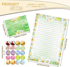 TaoBary 160 Pcs Stationery Paper Set 50 Double Sided Stationery Papers with 50 Matching Envelopes and 60 Round Dot Sticker, 10 Design(Flower,5.5 x 8.25 Inch)