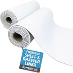Drymate Premium Luxury Shelf & Drawer Liner, Thick Cushioned Fabric, Non-Adhesive, Absorbent, Waterproof, Slip-Resistant, Liners for Kitchen Cabinets, Cupboards (USA Made)(12”x59”)(2-Pack)(White)