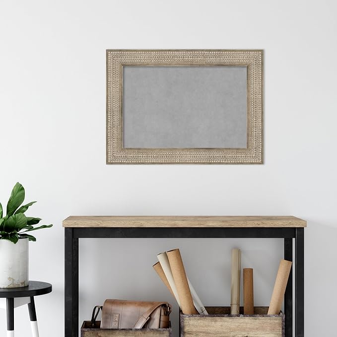 Amanti Art Silver Framed Magnetic Board 22x30 Medium Vision Board for use with Magnets, 100% Metal Sheet to Display Items as Office Decor or for Home Organization in mudroom, Kitchen or Kids Room