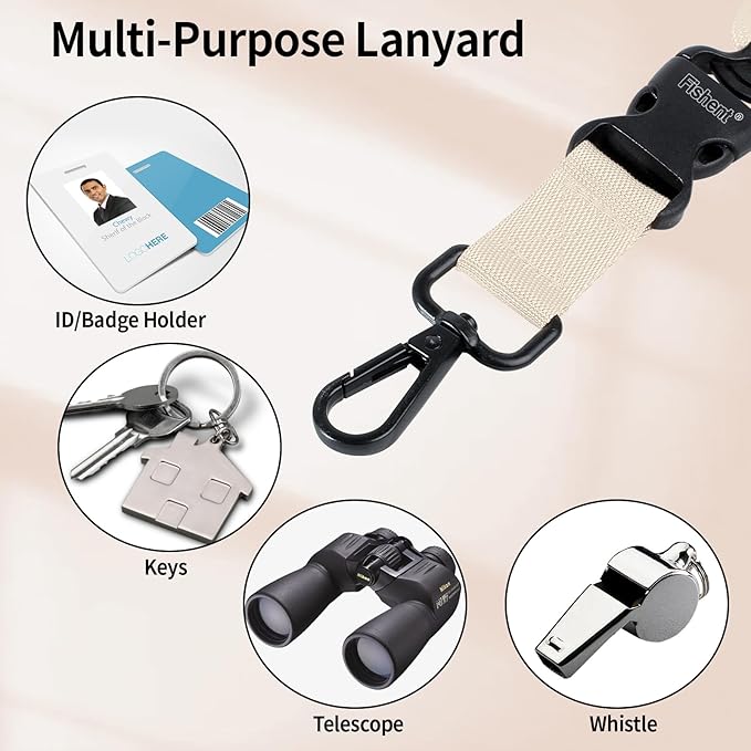 Fishent Breakaway Neck Lanyards for ID Badges, Adjustable Durable Heavy Duty Lanyard with Detachable Buckle for Keys Holder (Starlight)