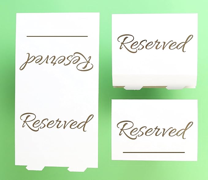 20 Pack Modern Reserved Table Sign With Name Line - Reserved Signs For Wedding - White Reserved Signs - Wedding Accessories - Tent Cards For Reserving Seats & Places - Place Cards for Party, Event