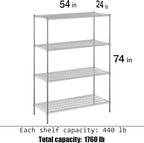 Regal Altair 24" Deep x 54" Wide x 74" Height Wire Shelving Kit | 4-Tier | NSF Commercial Storage Rack Unit
