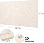 Lightomorrow Extra Large Bulletin Board - 96 x 48 Inches, Decorative Felt Pin Board for Wall - 8' x 4' Foldable Photo Display Board with Self-Adhesive Tape, Includes 20 Push Pins - Oatmeal