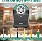 AFMAT PSX2 Heavy Duty Electric Pencil Sharpener 6 Holes, Classroom Pencil Sharpener for 6-11mm Pencils, Auto Stop, Super Fast, Save Pencils, School Teacher Must Have Pencil Sharpeners Plug in, Green