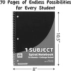 Trail maker Bulk Notebooks (50 Pack), One Subject Notebooks Wide Ruled, 70 Sheets,Spiral Bulk Notebooks for Kids, School Supplies, Journaling, Note Taking, Students, and Work