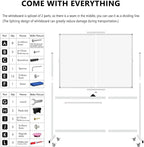 Neatsure Large Rolling Whiteboard on Wheels, 48" x 36" Double-Sided Mobile White Board with Stand, 4' x 3' Portable Standing Magnetic Dry Erase Board Easel for Home Office Classroom School, Silver
