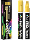 TFIVE Metallic Gold Liquid Chalk Markers - 2 Pack Jumbo Chalk Pens with 10mm 3 in 1 Nib Wide Tips, Dry & Wet Erase Marker Pens for Glass, Chalkboard, BlackBoard, Windows, Calendar, Pumpkin, Mirror