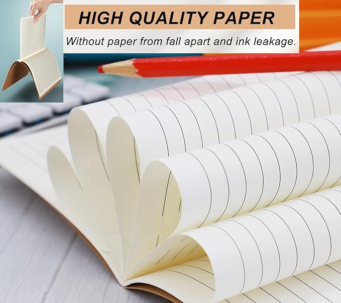 FAWTEEM 24 Pack A5 Kraft Notebook,Lines Pages - 60 Pages (30 Sheets), Wide Ruled,8.3”x 5.5” Small Kraft Notebook