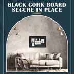 Teling 36" x 24" Cork Board Large Wood Framed Cork Bulletin Board with Pins Eye Bolts Screws Notice Pin Hook for Home School Office Walls(Black Frame)