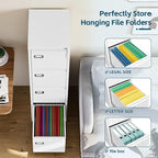 MIIIKO 4 Drawer File Cabinet, White Vertical Filing Cabinets with Lock, Home Office File Folders Storage Cabinet for Letter Legal A4 File Size