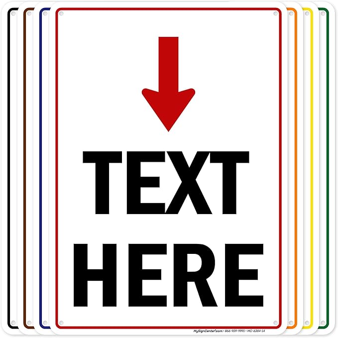 Custom Arrow,Custom Directional Sign, Arrow Down Sign, 10x14 Inches, 55 mil thick HDPE (high density polyethylene), Made in USA by My Sign Center
