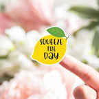Bttwkco 500pcs Cute Lemon Stickers Roll, Lemonade Stickers for Cups, Lemon Party Supplies Squeeze The Day, Handmade Just for You, Happy Mail