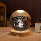C&M 3D Boy & Rose Crystal Ball Night Light,Boy & Rose Figurine Lamp,Decorative Glass Sphere Ball Paperweight Crystal Sea Animal Decorations for Home (Boy & Rose)