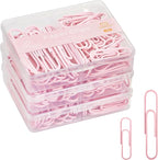 NEEWAY Colorful Paper Clips Assorted Sizes, Small and Large Paperclips, 210 Count, 3 Pack of 70 (Light Pink)