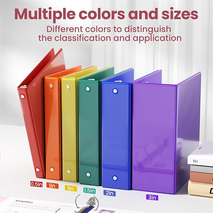 SUNEE 3 Ring Binder 2 Inch 1 Pack, Clear View Binder Three Ring PVC-Free (Fit 8.5x11 Inches) for School or Office Supplies, Orange