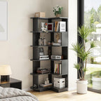 Farini 5-Tier Corner Bookshelf,L-Shaped Bookcase Freestanding Storage Shelf & Display Stand for Living Room, Office, Bedroom,Black