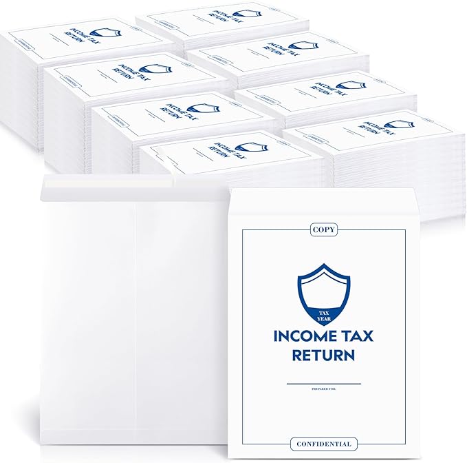 Engrowtic 1000 Pcs Income Tax Return Envelope for Tax Preparers 9 x 12 Inches Open End Security Envelopes for Office Business Legal Documents Catalog Paper Mailing, White