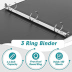 3 Ring Binder 0.5 Inch, PANDRI 12 Pack 0.5-Inch Binder Fits Letter Size 8.5'' x 11'' Paper, Versatile Binders for Office Home School, 2 Pockets, Black