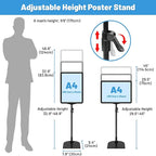 VAIIGO Sign Holder Stand A4, Adjustable Poster Stand for Table Top & Floor, Signage Display Stands, Floor Standing Sign Holder for Advertisement, Tradeshow, Store, Business, 2 Pack