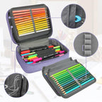 Number-one Large Capacity Pencil Case, 72 Slots Colored Pencil Pouch Bag Portable Pencil Holder Stationery Organizer with Compartments for Office and Travel, Purple