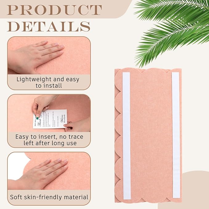 Mooliwe Scalloped Felt Bulletin Board 36 x 24 Inches Foldable Light Pink Pin Cork Board Alternative for Wall, 3' x 2' Trifold Picture Vision Self Adhesive Bulletin Decorative