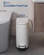 Garvee 13 gal (50 L) and 2.6 gal (10 L) Metal Trash Can Combo Set, Rustproof Garbage Can with Lid, Step-on Trash Bin with Inner Bucket, Rear Handle, White