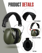 Copkim 12 Pcs Hearing Protection Ear Muffs NRR 28dB Noise Reduction Headphones Shooting Ear Protection Earmuffs (Army Green)