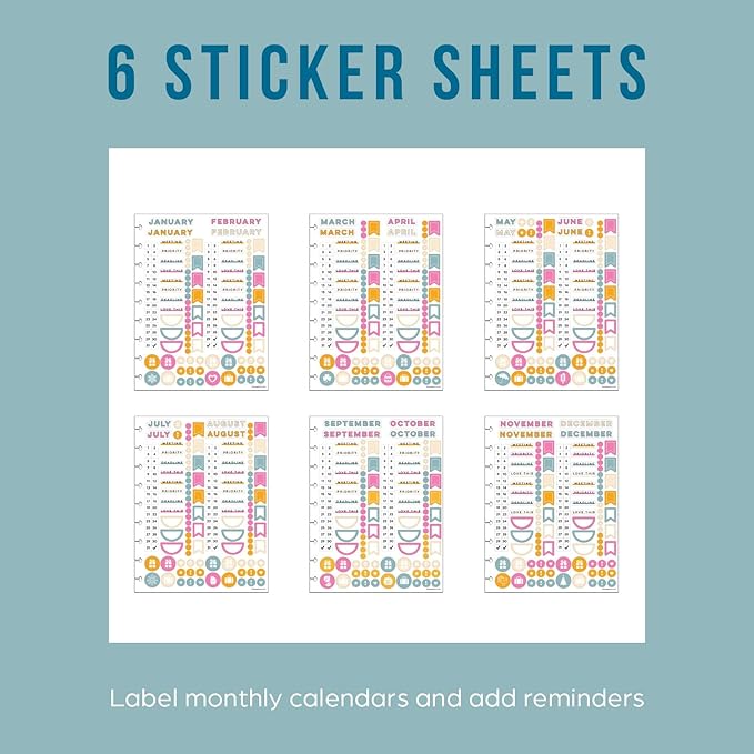 Happy Planner Undated Plans + Notes Monthly Planner Notebook Journal, 4-Month Planner, Good Going Magic Theme, Big Size, 95 Pages, 4 Dividers, 12 Planner Sticker Sheets, 8 1/2" x 11"