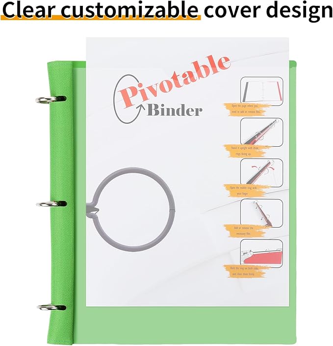 Tashkummy 360° Pivotable Project Organizer Binder, 2 Pack Upgraded 3 Ring Binder with Colored Tab Dividers with Pockets, Customizable Cover Multi Pocket Folder Binder for Home, School, Office- Blue