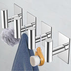 VAEHOLD Wall Towel Hooks, Heavy Duty Sticky Holder Waterproof Towel Hooks for Hanging Coat, Clothes, Closet Hook Wall Mount for Kitchen (Chrome, 2 Pack)