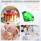 PATIKIL 5 Pcs Diamond Crystal Paperweight, 40mm / 1.57 Inch Crystal Paperweight Paper Weight for Home Office Desktop Table Decor Wedding Party Jewelry Ornaments, Green