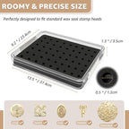 Nuvretk 54 Slot Wax Seal Stamp Head Storage Box - Clear Organizer with Double-Latch Lid, Stackable Design, EVA Foam Pad for Various Stamp Sizes