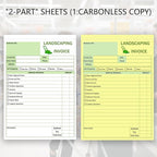 Garden Service Invoice Receipt Book, 2-Part Carbonless Landscaping Invoice Book for Small Business, 5.7 x 8.3 in, 50 Sets (White & Yellow), Lawn Care & Gardening Work Order Forms