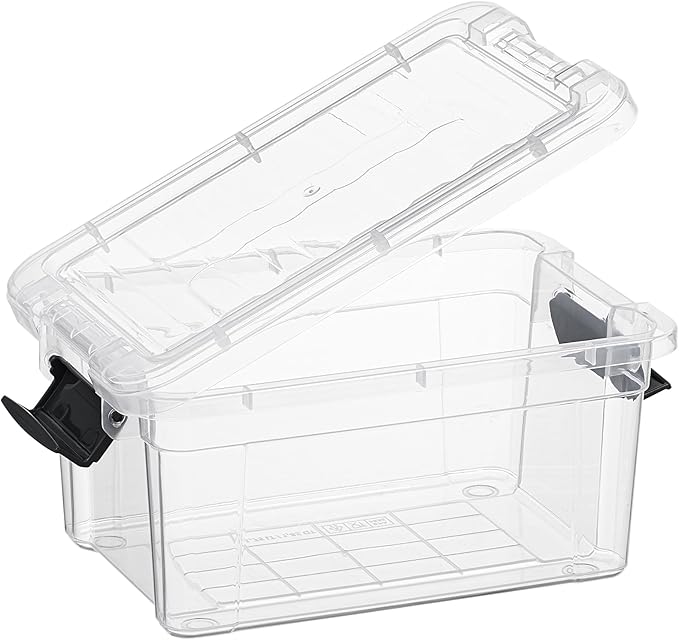 Superio Storage Bins with Lids- 2 Pack, 1.85 Qt Clear Boxes for Organizing, Stackable Plastic Containers- BPA Free, Non-Toxic, Odor Free, Organizer for Home, Office, Dorm