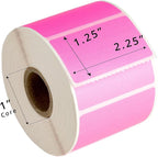 HOUSELABELS 2.25" x 1.25" Pink Address Labels on 1" Core Compatible with Zebra and Rollo Printers, 6 Rolls / 1,000 Labels per Roll