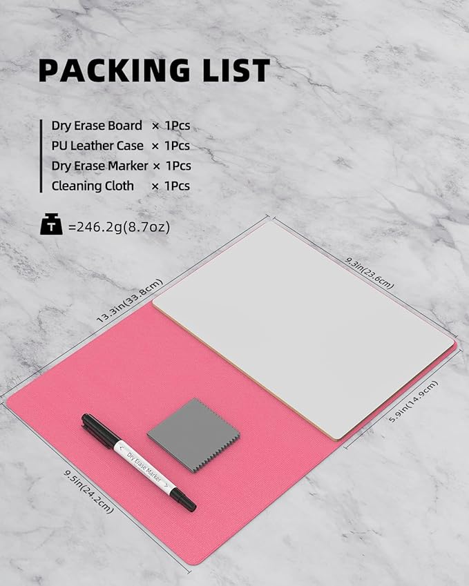 Mehaving Small Dry Erase Board with Stand for Desk, Portable Reusable Desktop Notepad, 9.5 * 6.6in Memo White Board,Office Home Supplies Desk Accessories MH770 (Rose)