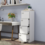 PEUKC 4-Drawer File Cabinet, 16.3" Deep Vertical Filing Cabinet with Lock, Metal File Cabinet for Home Office, Anti-Tip 4 Storage Drawers for Letter/Legal/A4/F4 Size (Assemble Required, White)