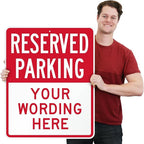 SmartSign 30 x 24 inch Custom “Reserved Parking” Metal Sign - Add Text, 80 mil Laminated Rustproof Aluminum, Red and White, Made in USA