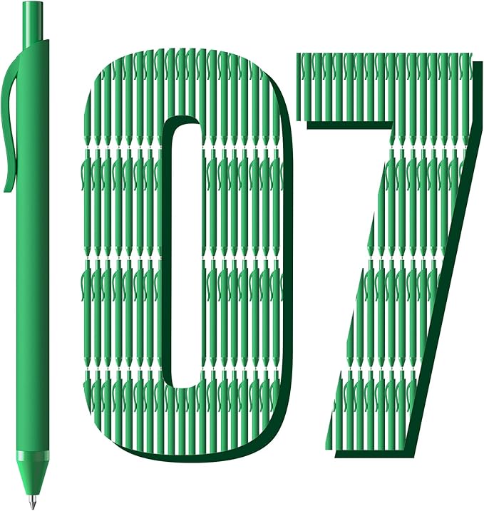 JIMMIDDA Ballpoint Pens Bulk - 107 Pcs Black Ink Pens in Bulk | 1.0 Medium Point Smooth Writing, Retractable No Bleed Ball Point Pen for Men Women (Green Barrel)