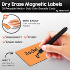 Attractivia Dry Erase Magnetic Labels 3.7 x 2.8 in, Solid Colors, Medium Dry Erase Magnets, 20-Pack, Colored Erasable Write-On All-Purpose Labels, for Office, Education, Home, Whiteboard