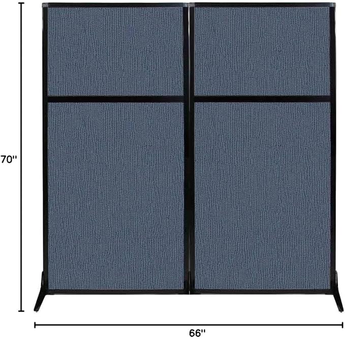 Versare Workstation Partition | Portable Wall Divider | Modern Office Cubicle | Free Standing Privacy Screen | Flexible Work Space | 66" x 70" Ocean Fabric Panels